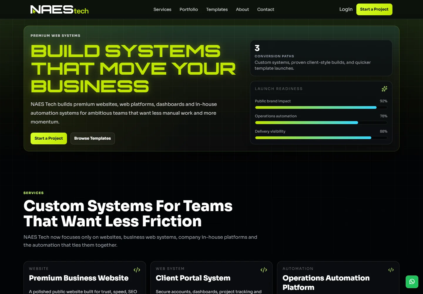 NAESTech Client & Project Portal homepage preview