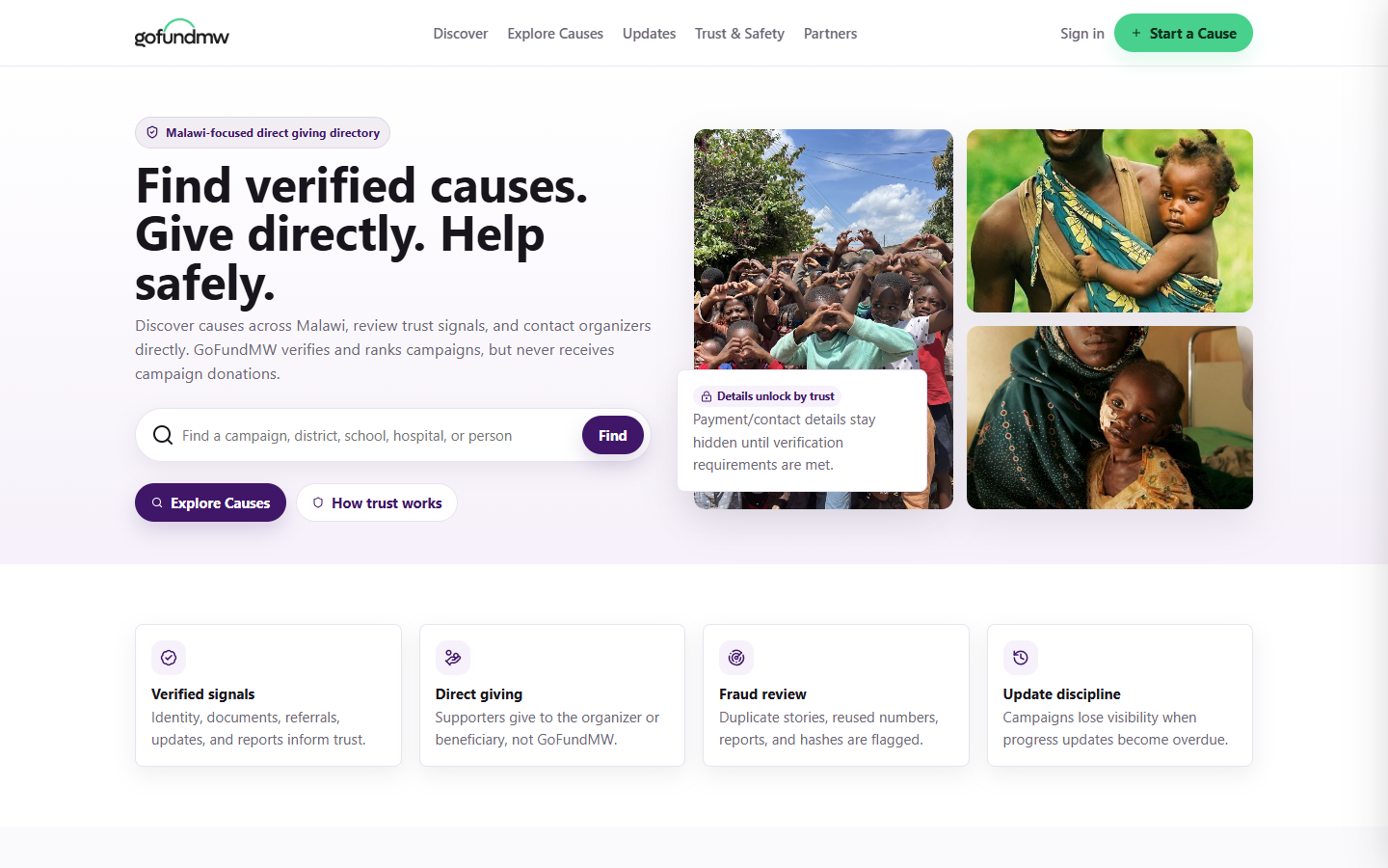 GoFundMW homepage preview