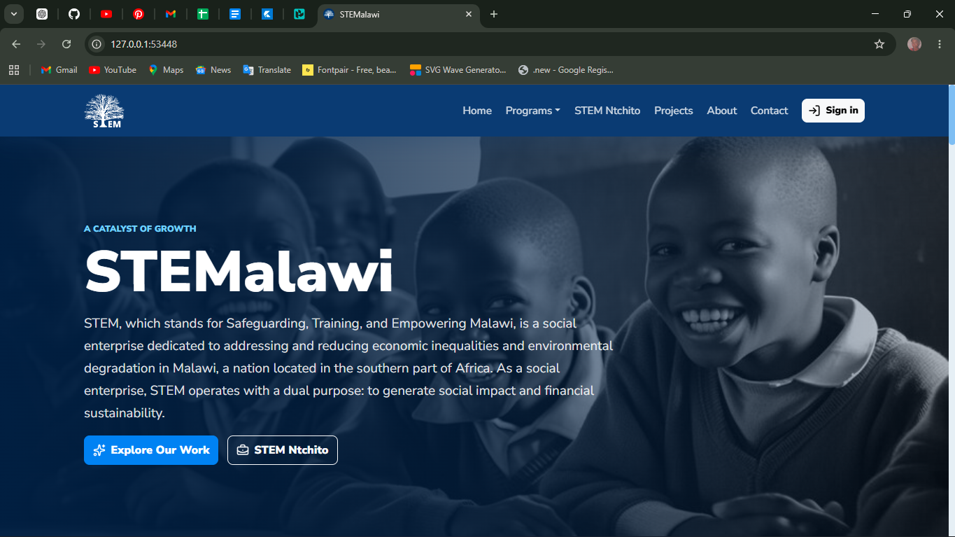 STEM Malawi homepage preview