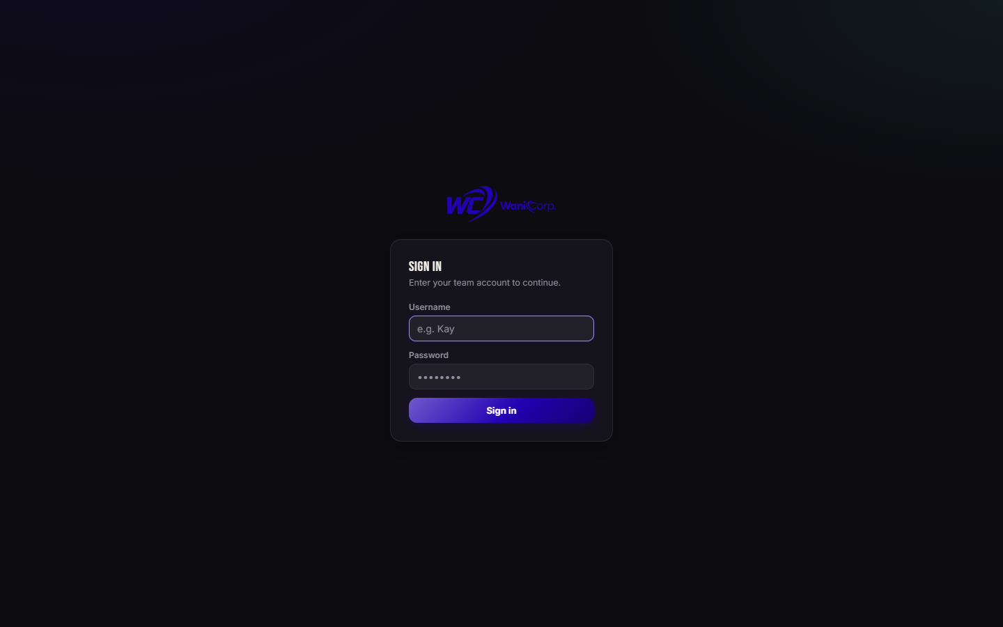 WaniCorp Entertainment AMS homepage preview